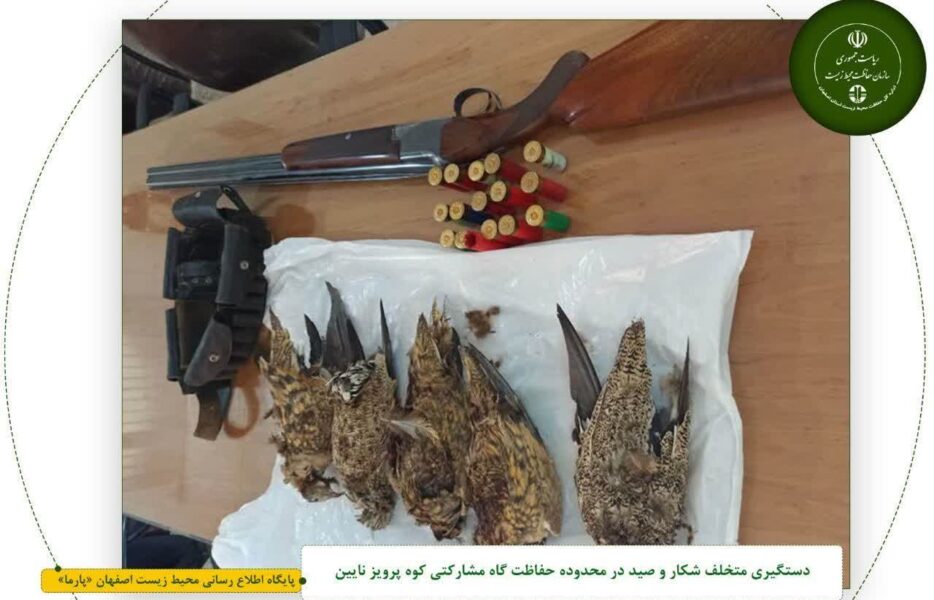 دستگیری متخلف شکار و صید در محدوده حفاظت گاه مشارکتی کوه پرویز نایین